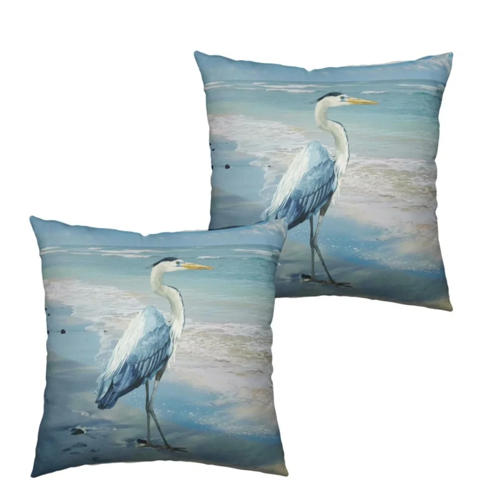 Blue Heron Linen Accent Pillow Covers-Set of 2